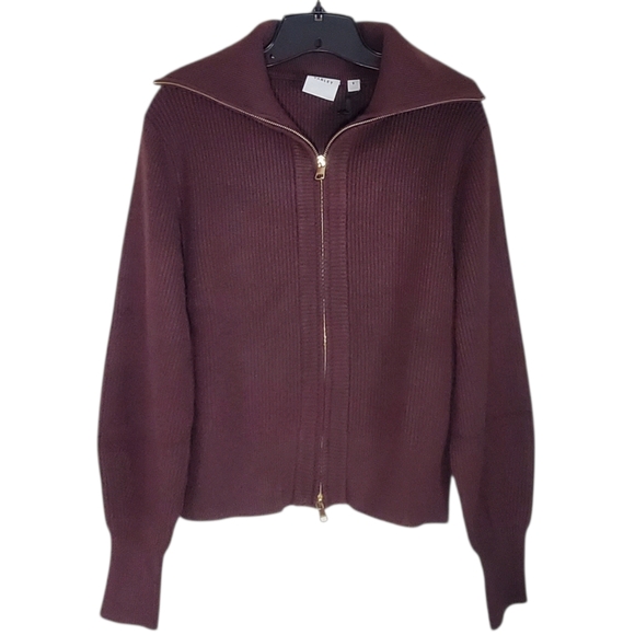 Varley Enrico Zip-through Ribbed Knit Jacket Coffee Bean Relaxed - Picture 2 of 13